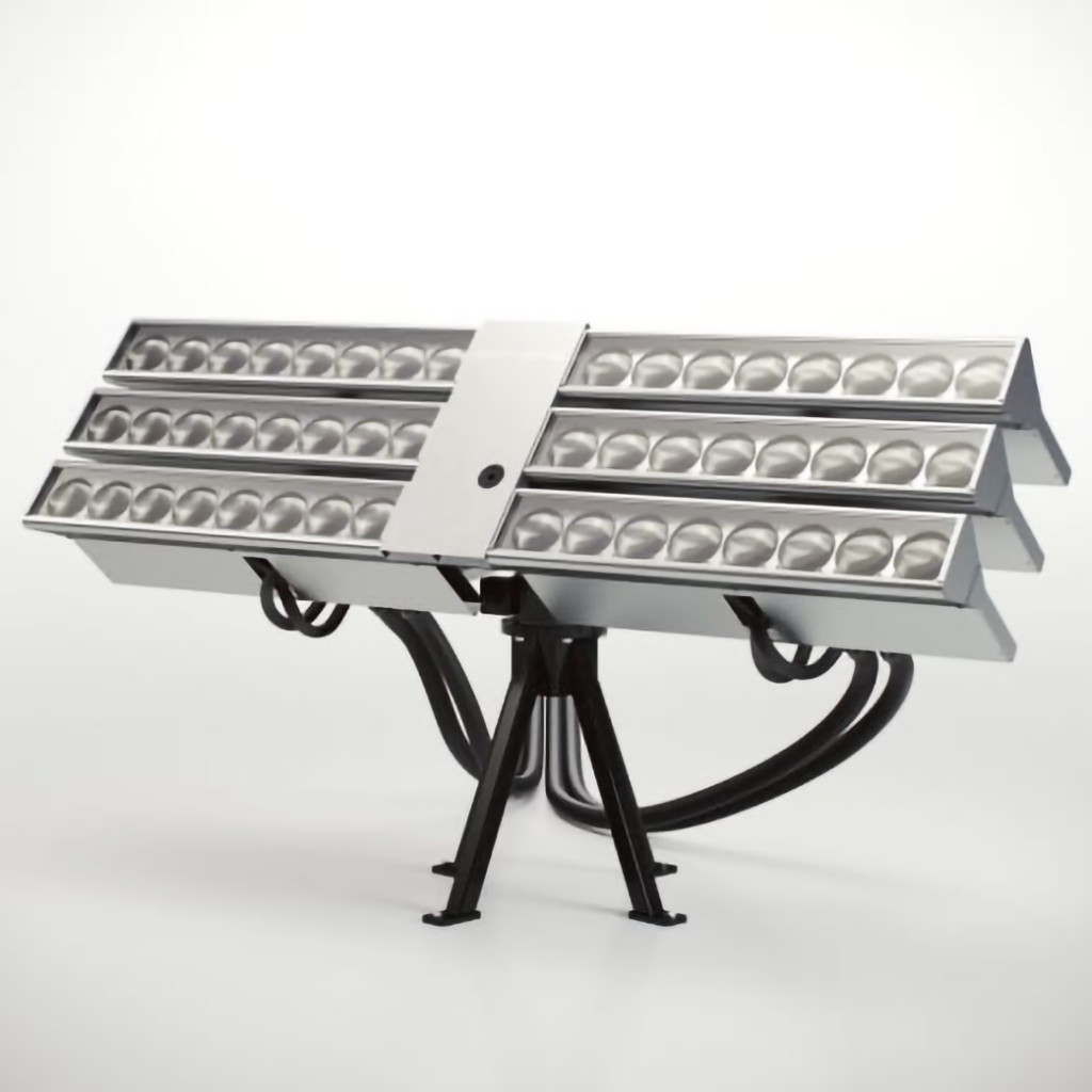 Parans solar light collector with 48 lenses in three rows directed upward