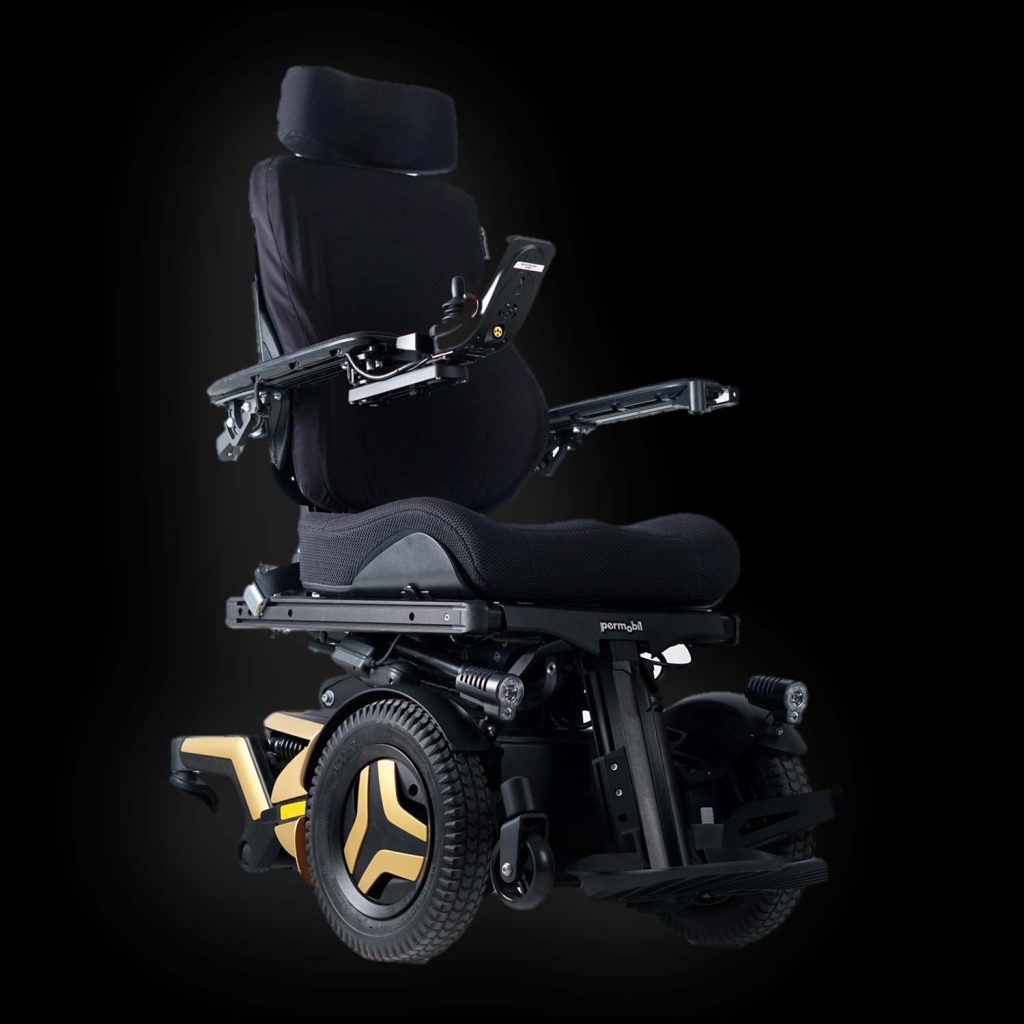 Headlights on a Permobil electric wheelchair